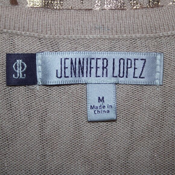 Jennifer Lopez $58 Gilded Glamour Sz M Pink Metallic Animal Print Cotton Top - Picture 10 of 16